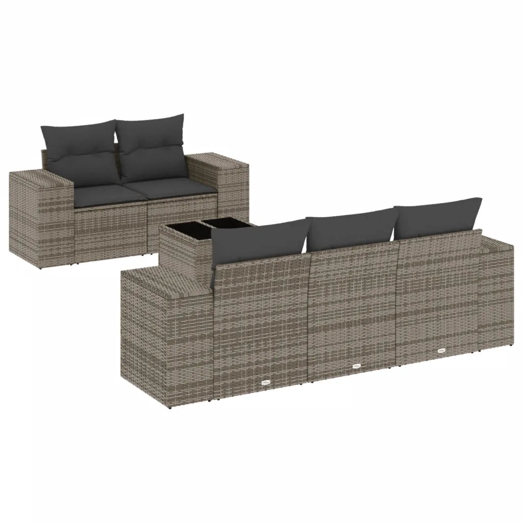 Set Divano da Giardino 6 pz con Cuscini Grigio in Polyrattancod mxl 112368
