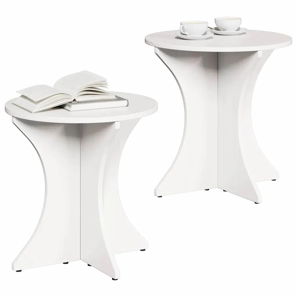 2 pz Tavolino da salotto | Tavolino da caff¨¨ | Tavolino da Soggiorno Bianco Legno di pino massello
