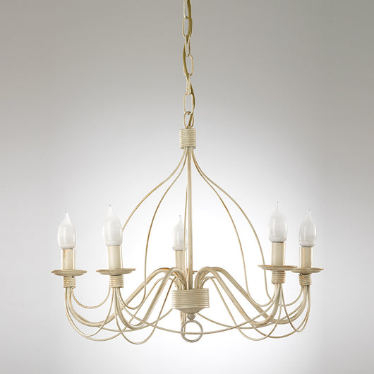 Lampadario 5 luci Fiamma Avorio