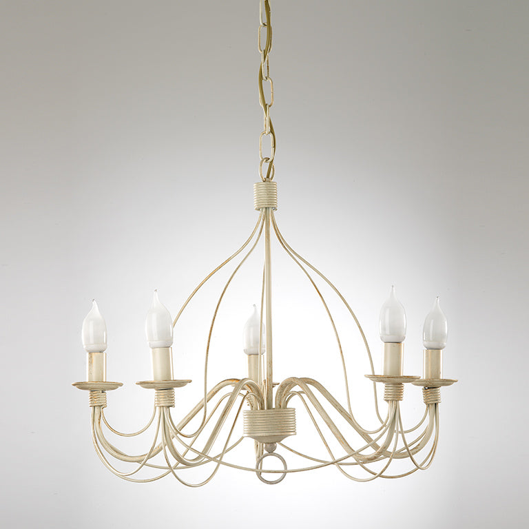 Lampadario 5 luci Fiamma Avorio