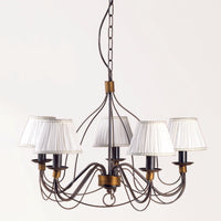 Lampadario 5 luci Fiamma Marrone con paralumi