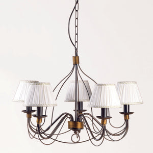 Lampadario 5 luci Fiamma Marrone con paralumi