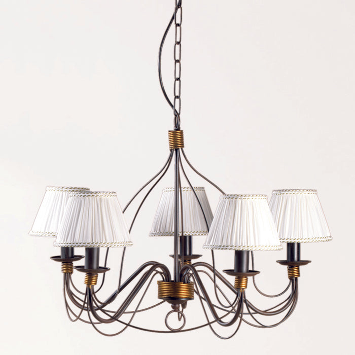 Lampadario 5 luci Fiamma Marrone con paralumi