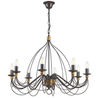 Lampadario 8 luci Fiamma Marrone