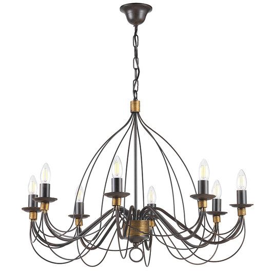 Lampadario 8 luci Fiamma Marrone