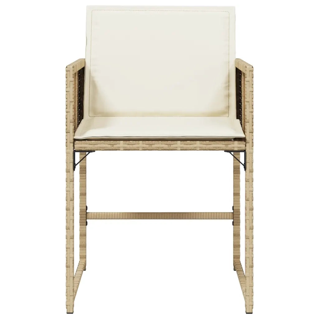 Sedie da Giardino con Cuscini 4 pz | Sedie da Esterno Beige in Polyrattan