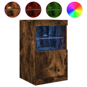 Credenza | Madia | Buffet da pranzo | Armadio da pranzo con Luci LED Rovere Fumo 41x37x67 cm