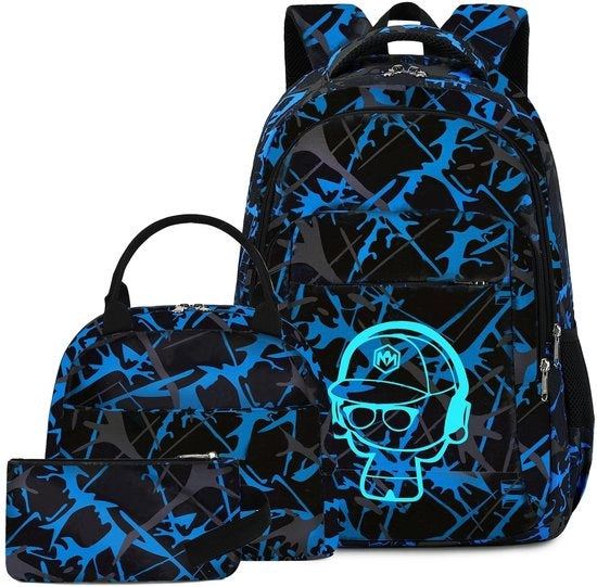 Set di scuola 3-in-1 - Borsa per ragazze 30x44x16 cm - Borsa per pasti isolata 24x20x17 cm - Borsa per matite 20x10 cm - Impermeabile e duraturo