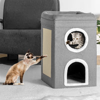 Cuccia per Gatti con 3 Ripiani Tiragraffi Casetta Animali 41x41x63 cm