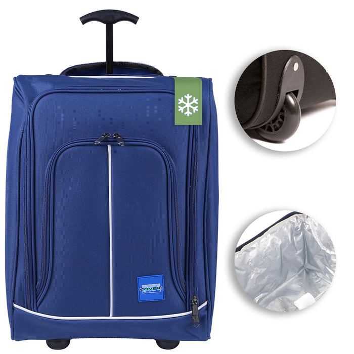 Trolley Frigo da Viaggio Morbido con Ruote e Isolamento Termico 35x20H50 cm Blu