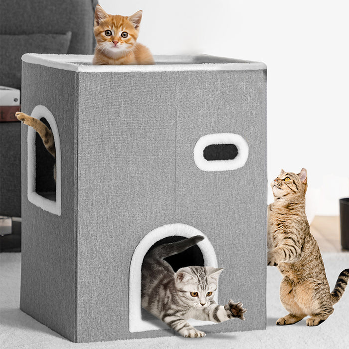 Cuccia Verticale per Gatti Tiragraffi Casetta Animali 48x37.5x63 cm Grigio