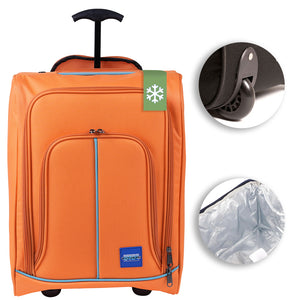Trolley Frigo da Viaggio Morbido con Ruote e Isolamento Termico 35x20H50 cm Arancione