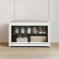 Scarpiera Panca in Metallo con Seduta e Anta Porta Scarpe Salvaspazio 2 Ripiani Bianco