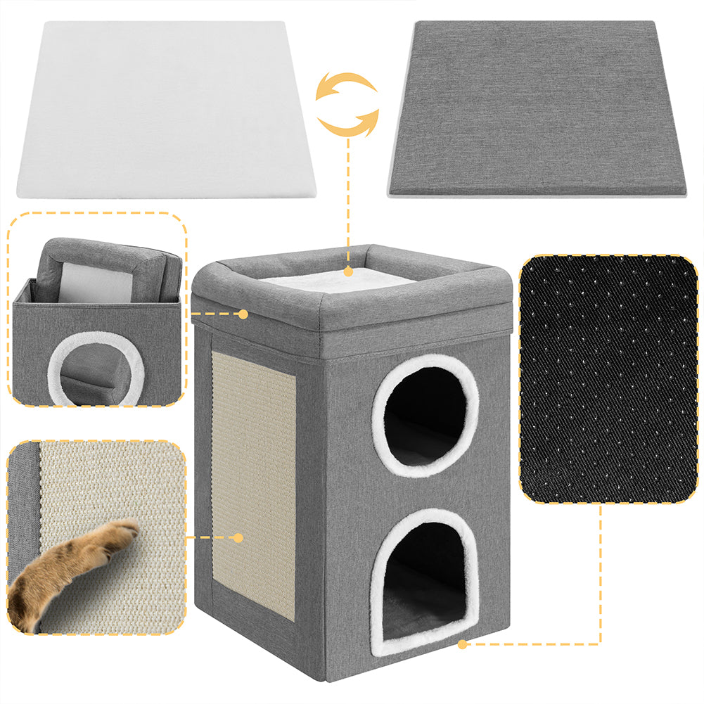 Cuccia per Gatti con 3 Ripiani Tiragraffi Casetta Animali 41x41x63 cm