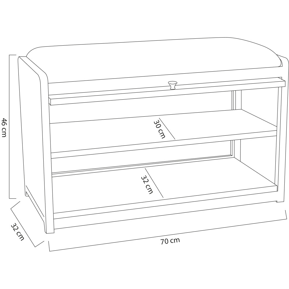 Scarpiera Panca in Metallo con Seduta e Anta Porta Scarpe Salvaspazio 2 Ripiani Bianco