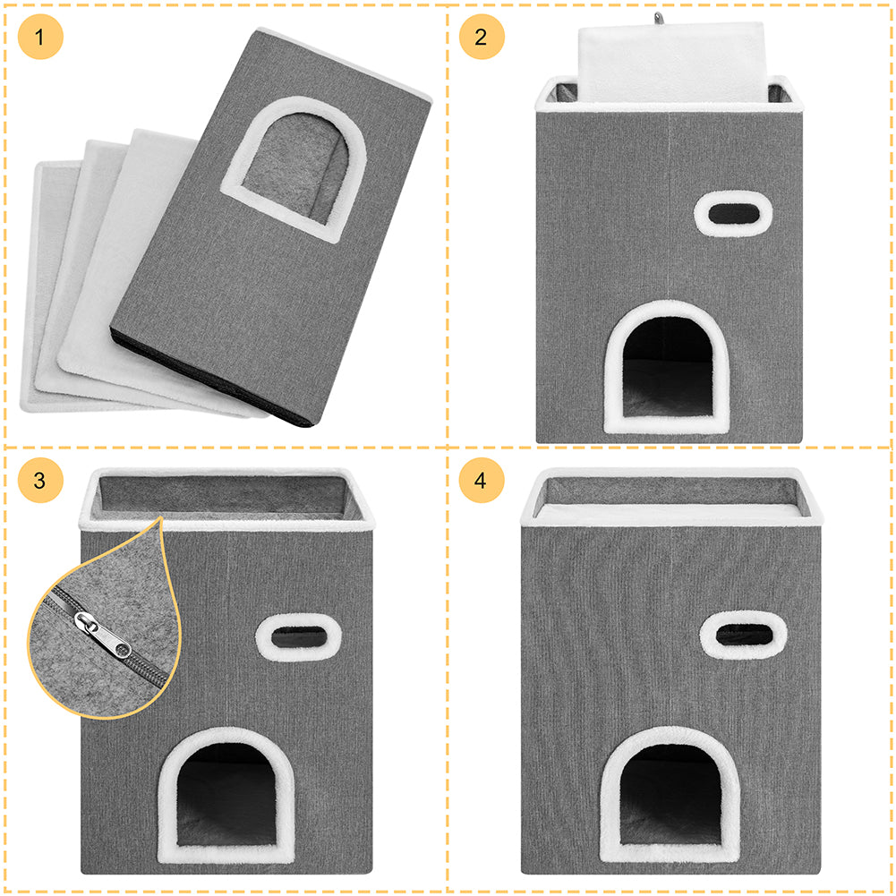 Cuccia Verticale per Gatti Tiragraffi Casetta Animali 48x37.5x63 cm Grigio