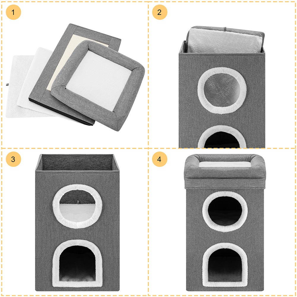 Cuccia per Gatti con 3 Ripiani Tiragraffi Casetta Animali 41x41x63 cm