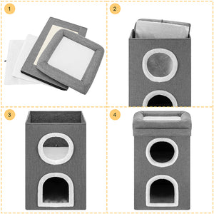 Cuccia per Gatti con 3 Ripiani Tiragraffi Casetta Animali 41x41x63 cm