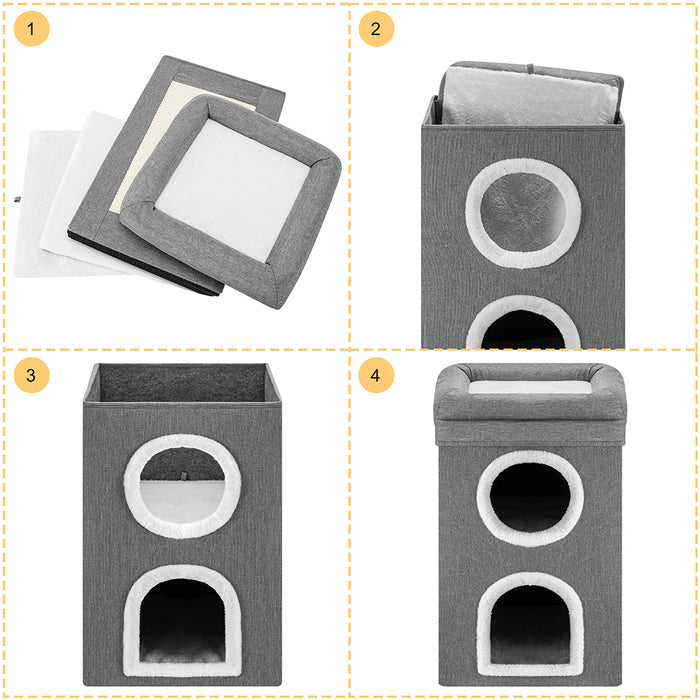 Cuccia per Gatti con 3 Ripiani Tiragraffi Casetta Animali 41x41x63 cm