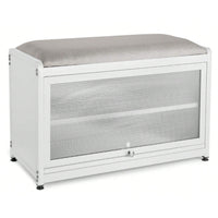 Scarpiera Panca in Metallo con Seduta e Anta Porta Scarpe Salvaspazio 2 Ripiani Bianco