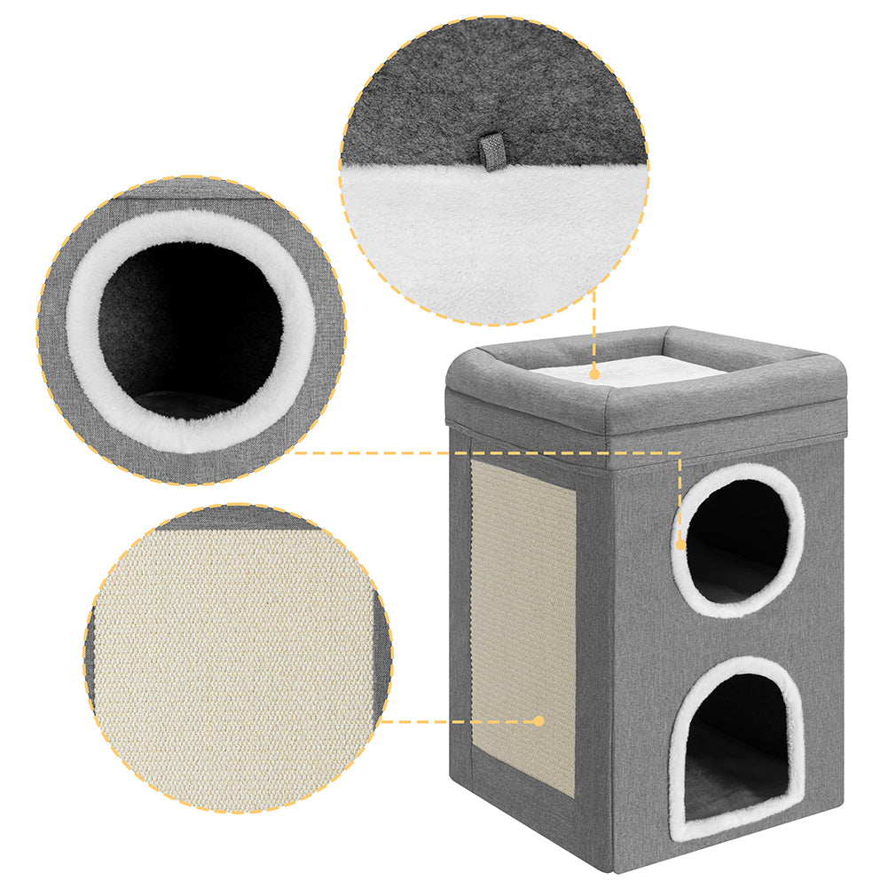 Cuccia per Gatti con 3 Ripiani Tiragraffi Casetta Animali 41x41x63 cm