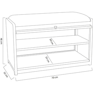 Scarpiera Panca in Metallo con Seduta e Anta Porta Scarpe Salvaspazio 2 Ripiani Grigio