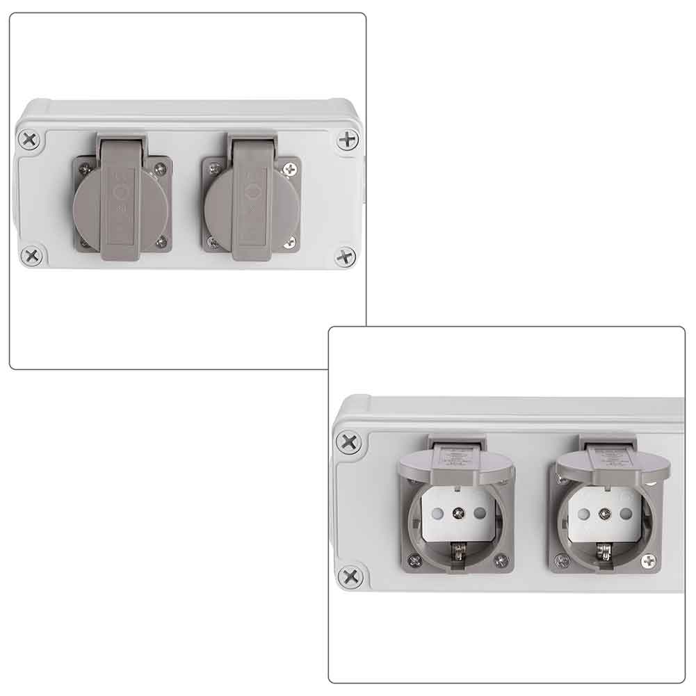 Cassetta Multipresa Elettrica Esterno da Parete 2 Prese Shucko Impermeabili IP54