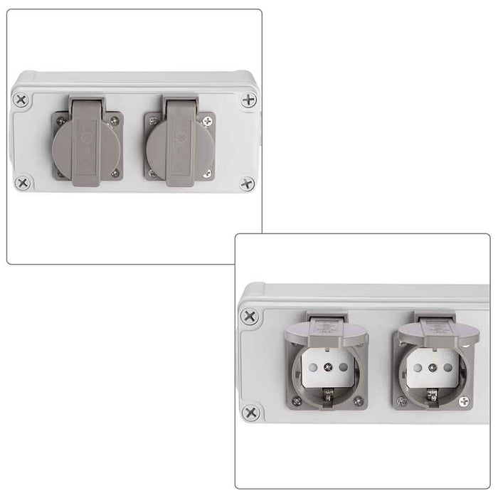 Cassetta Multipresa Elettrica Esterno da Parete 2 Prese Shucko Impermeabili IP54