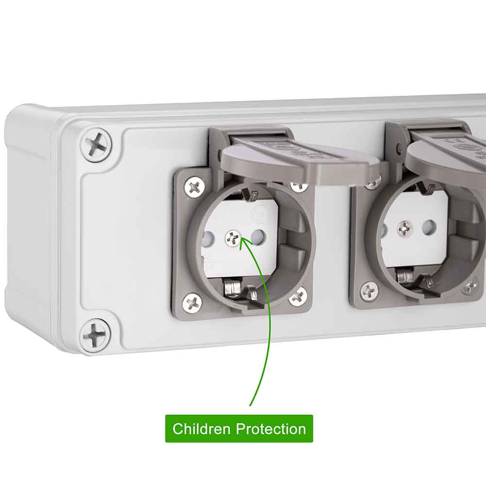 Cassetta Multipresa Elettrica Esterno da Parete 2 Prese Shucko Impermeabili IP54