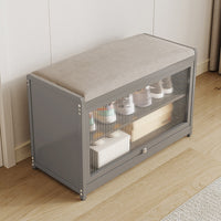 Scarpiera Panca in Metallo con Seduta e Anta Porta Scarpe Salvaspazio 2 Ripiani Grigio