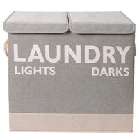 Cesto Portabiancheria Sporca Doppio con Maniglie Pieghevole Antiodore 60x36x55cm