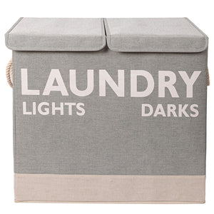 Cesto Portabiancheria Sporca Doppio con Maniglie Pieghevole Antiodore 60x36x55cm