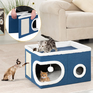 Cuccia per Gatti Tiragraffi Casetta Animale 58x42x33 cm Cuscino e Base Antiscivolo