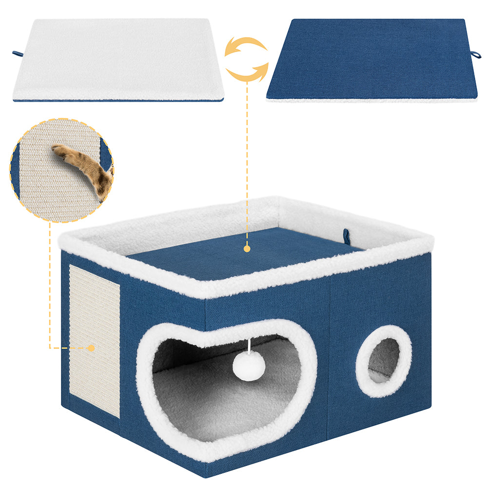 Cuccia per Gatti Tiragraffi Casetta Animale 58x42x33 cm Cuscino e Base Antiscivolo