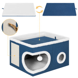 Cuccia per Gatti Tiragraffi Casetta Animale 58x42x33 cm Cuscino e Base Antiscivolo