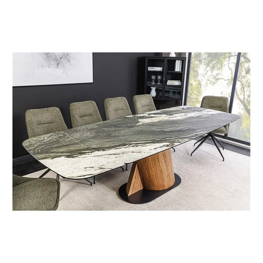 Tavolo da pranzo VORTEX – Estensibile da 180 a 260 cm – Piano in ceramica effetto marmo grigio – Gambe in metallo – Stile moderno