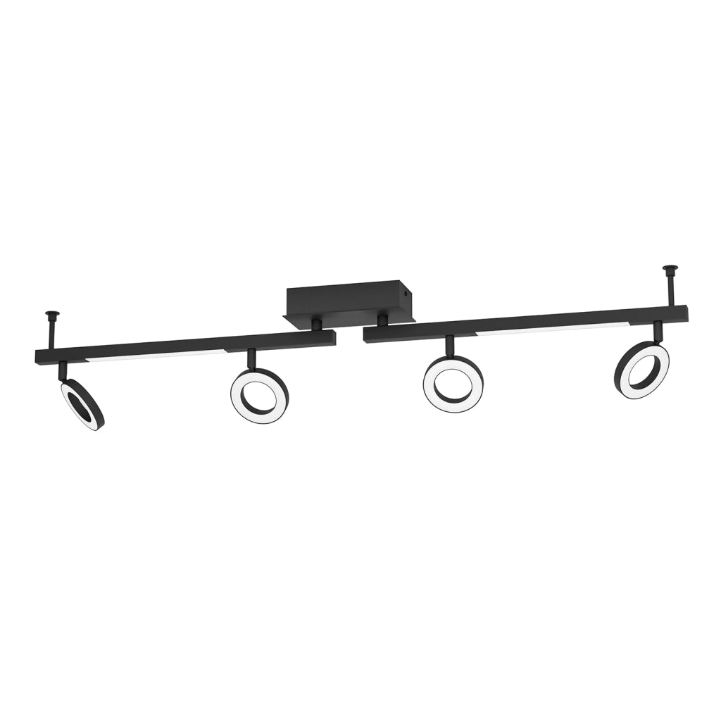 Spot Moderno Cardillio 2 In Alluminio Nero 4 Luci Led 3,2W 3000K Ip20
