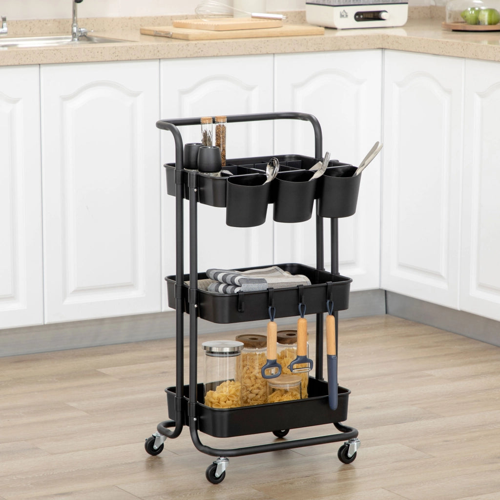 Carrello a 3 livelli ¨C zephmum ¨C nero 42x38x86.5cm