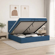 Letto ottomano con materasso Blu 200 x 200 cm Tessuto 3457521