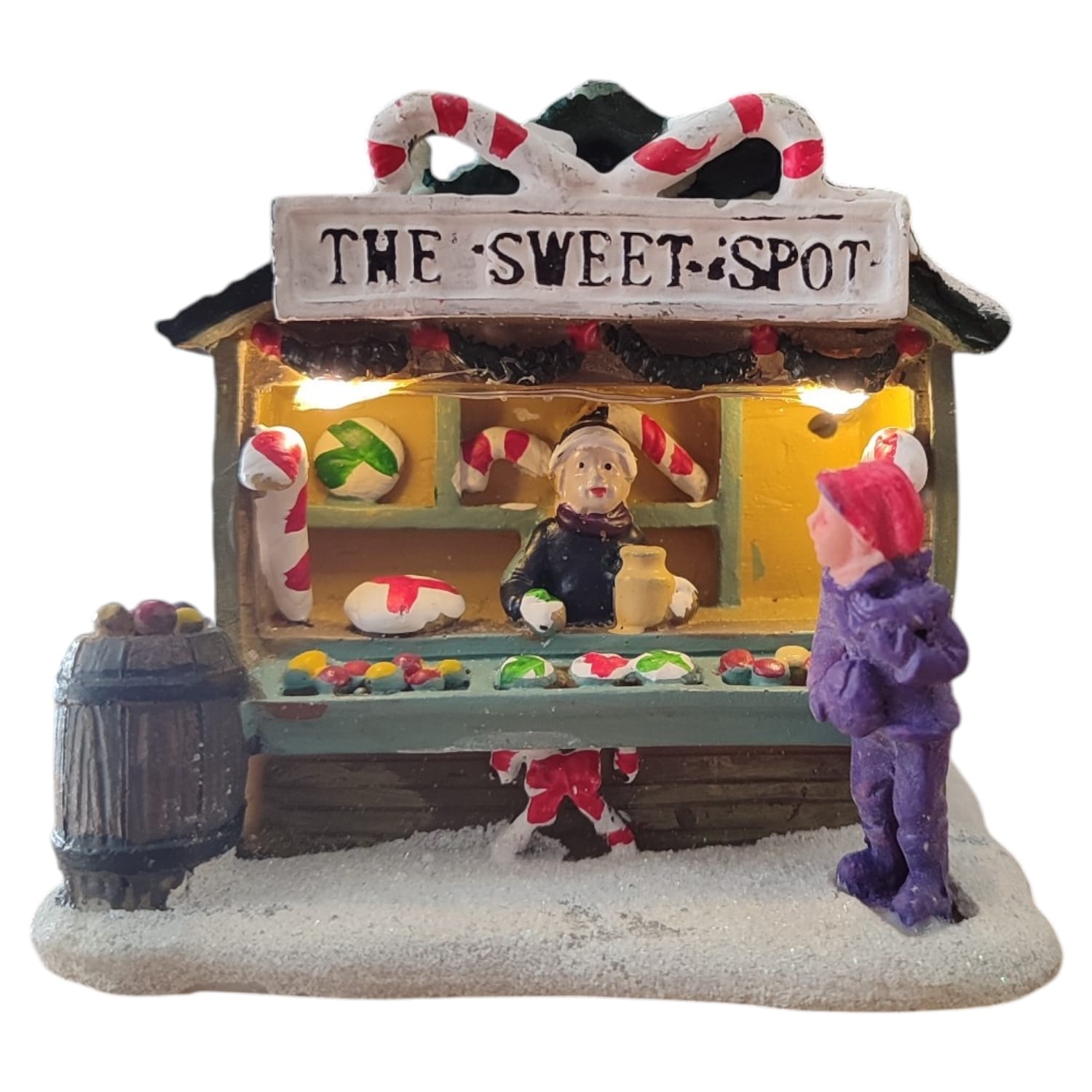 Bancarella Natalizia con Luci LED Bianco Caldo 10x4x10cm a Batteria