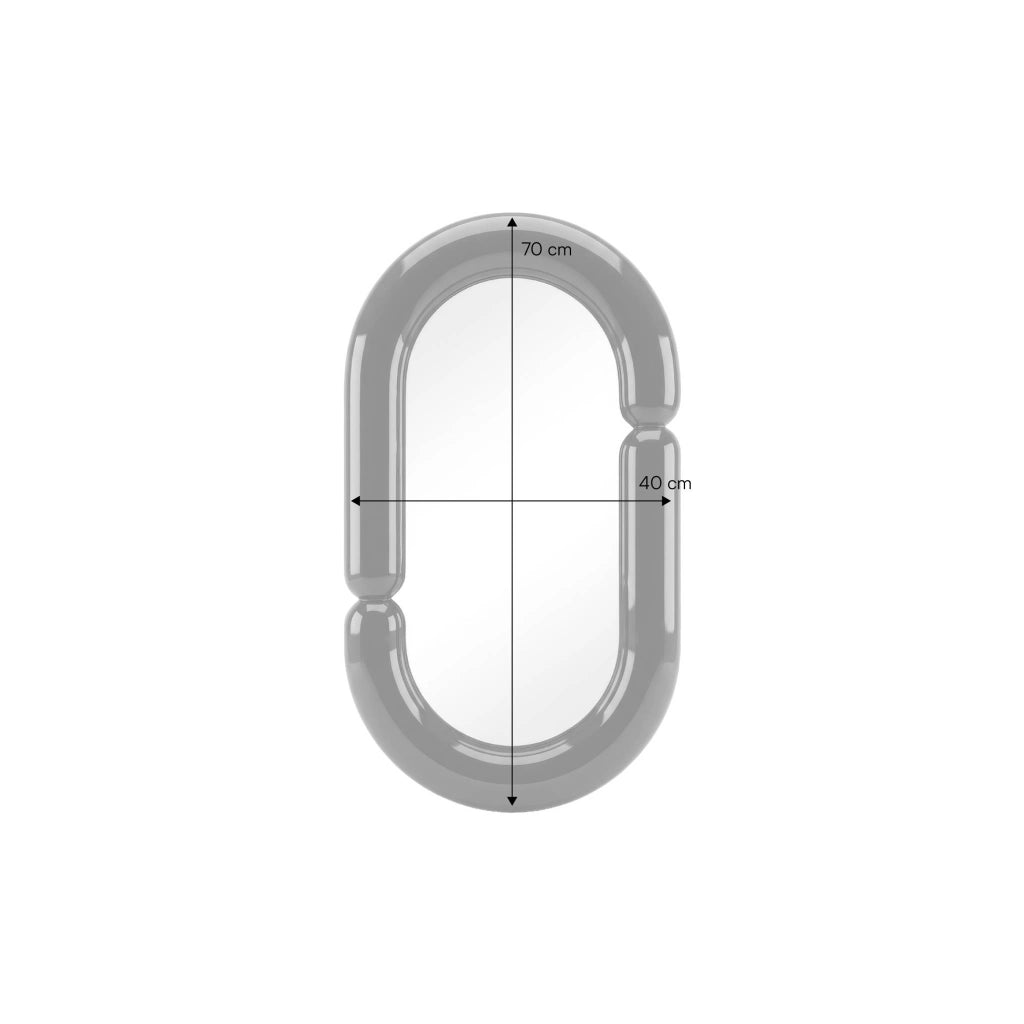 Specchio ovale finitura lucida, 70cm, ecrù
