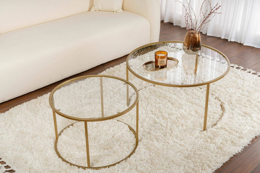 Aedion, Tavolino da Salotto Cassetti, 80x80x43h cm oro