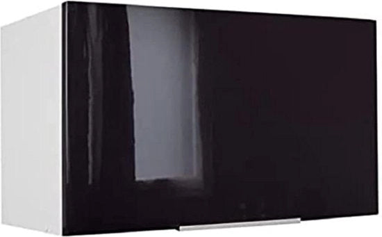 Cassettiera da Cucina in Vetro Nero Brillante, Altezza 60 cm