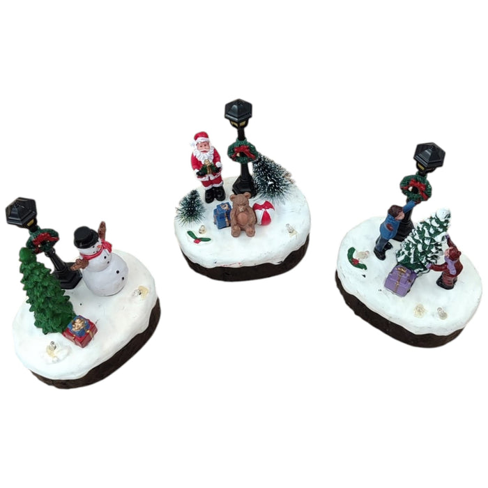 Scenografia Natalizia con Luci LED Multicolore e Musica a Batteria 12cm