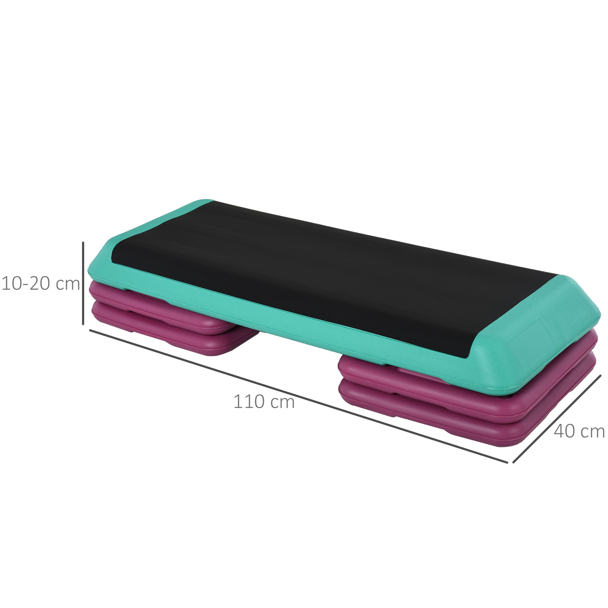Stepper per Aerobica 110x40x20 cm Antiscivolo e Regolabile su 3 Livelli in Plastica Multicolore