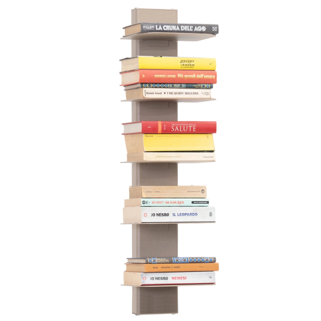ALUBOX DEMETRA Libreria Da Parete In Alluminio E Lamiera Zincata 83,5X23X21 Cm Libreria Sospesa 6,6 Kg Con 5 Mensole Libri 17x23 Cm Libreria Salvaspazio Con Inserti A L E Attrezzatura COLORE: SABBIA