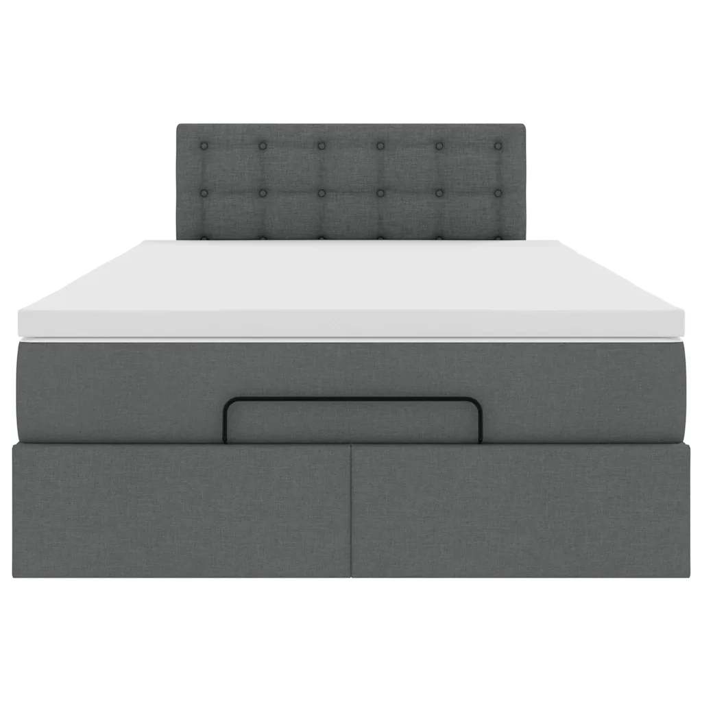 Pouf Letto con Materasso e LED Grigio Scuro 120x190 cm Tessuto 3312458