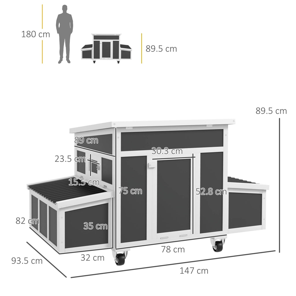 Pollaio in Legno per Galline con Nidi ¨C zephmum ¨C Grigio Scuro 100x60x80