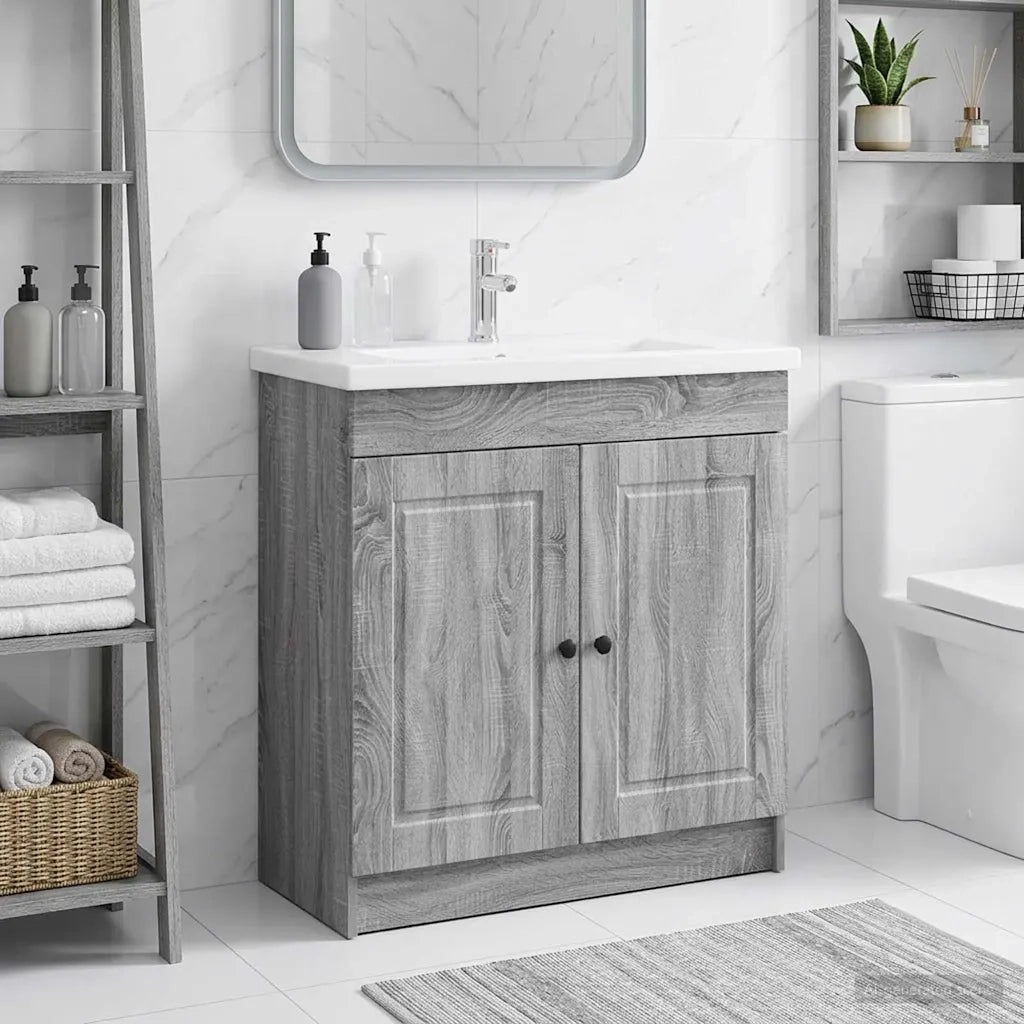 Mobiletto da bagno sotto il lavello Sonoma grigio