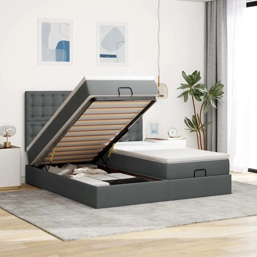 vidaXL Struttura Letto Pouf con Materassi 200x200 cm in Tessuto